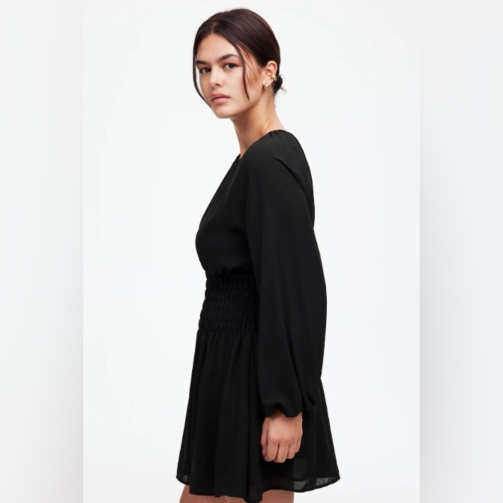 Madewell Bubble Sleeve Smocked Mini Dress - Picture 5 of 12
